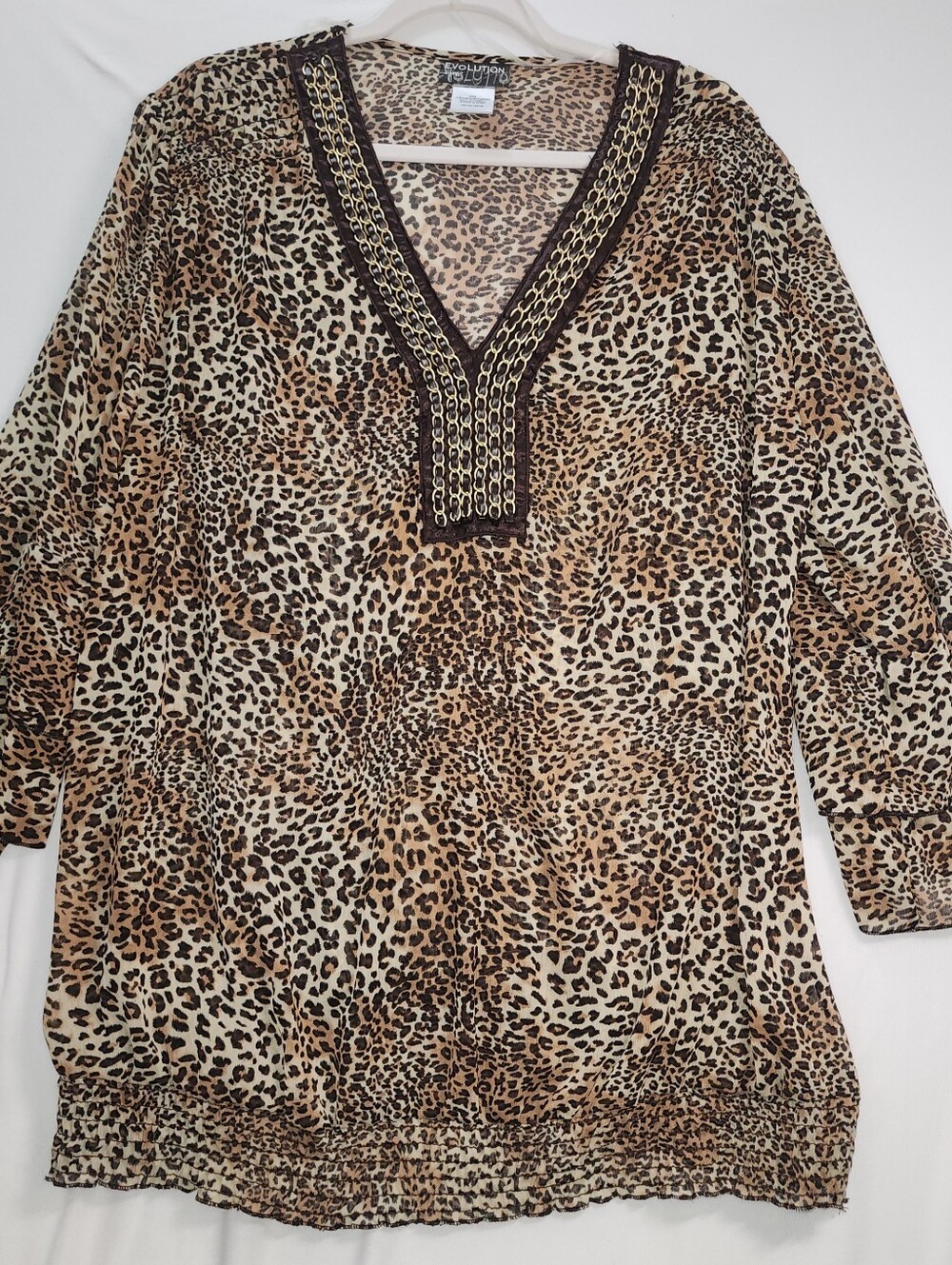 Evolution by JMS Plus Size Leopard Print Tunic with Chain Detail
